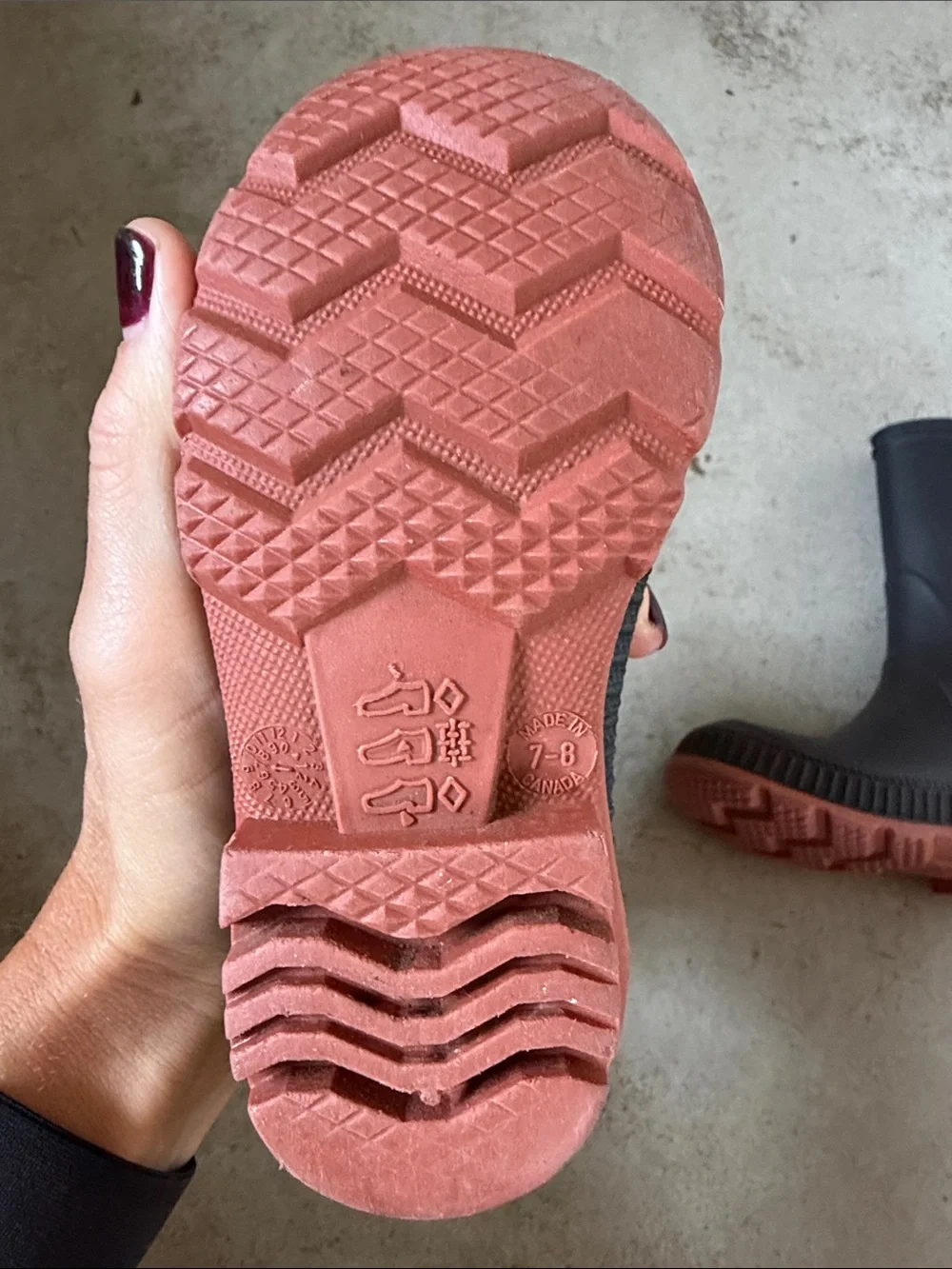 Kids Black Rain Boots with Red Outsole